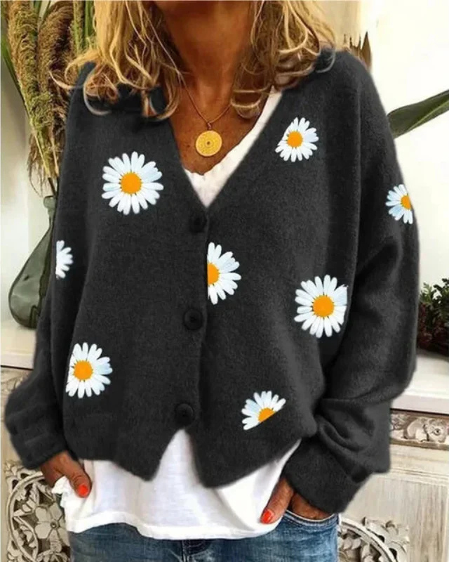 Casual Floral Crochet Cardigan