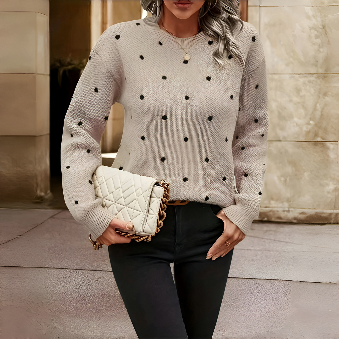 Polka Dot Knitted Sweater