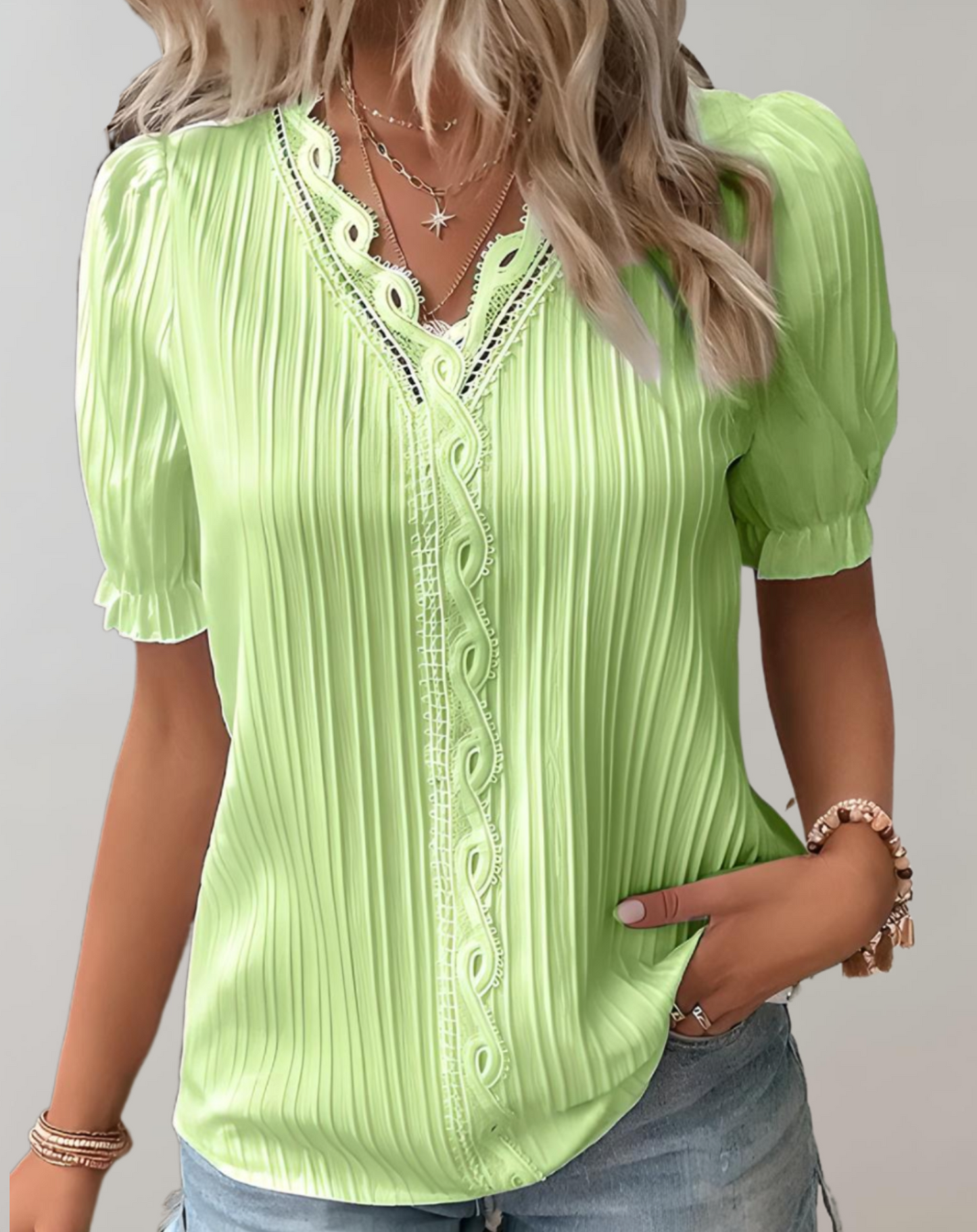 V-neck Patchwork Top