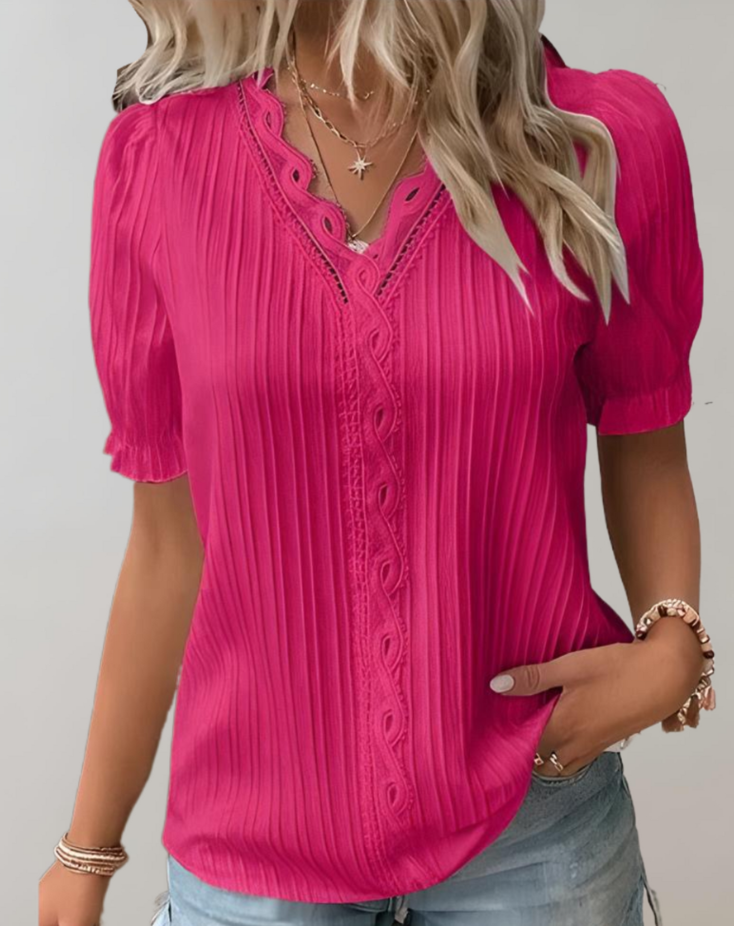 V-neck Patchwork Top