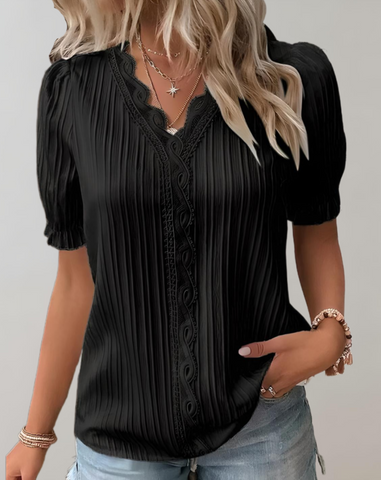 V-neck Patchwork Top