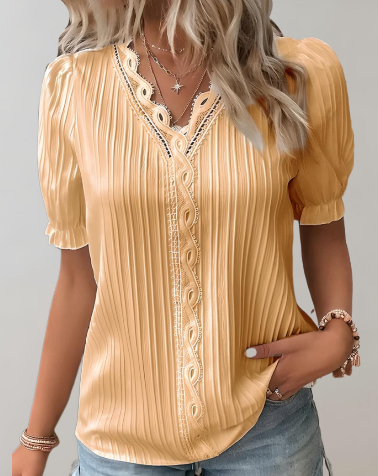 V-neck Patchwork Top