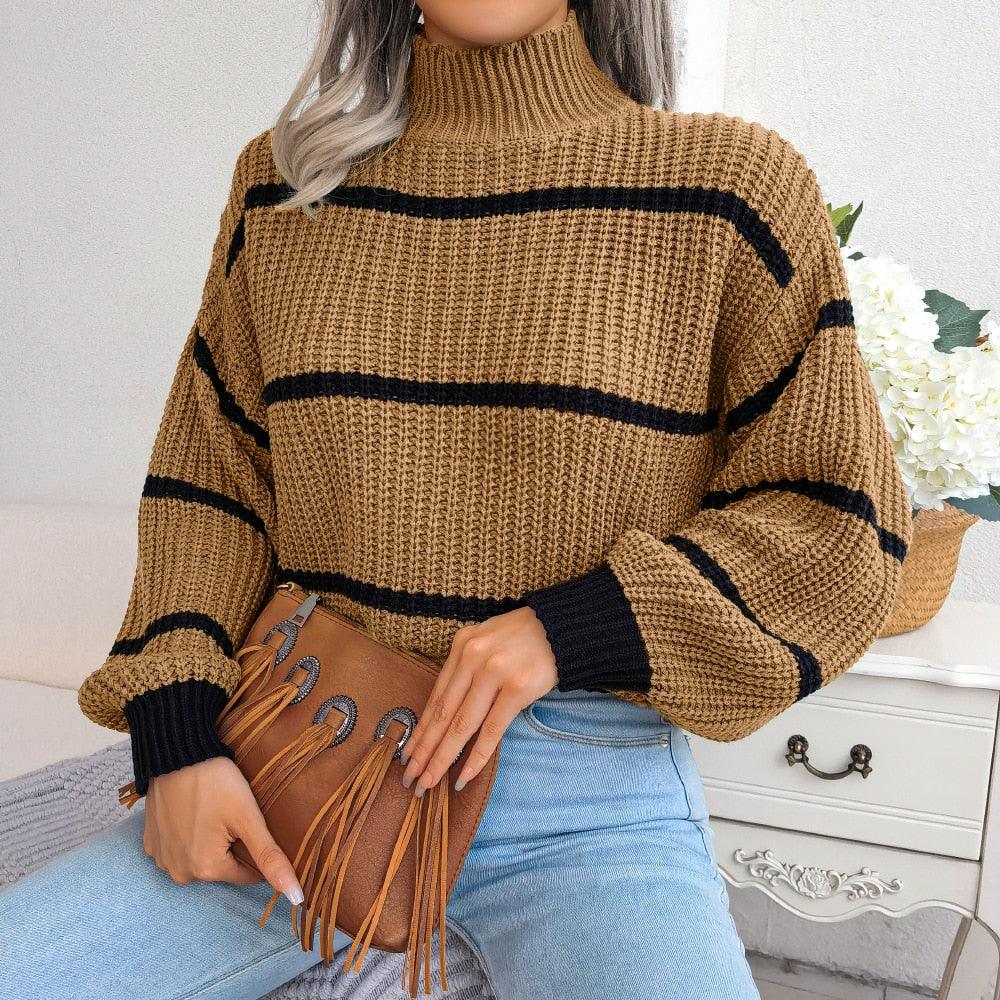 Striped Turtleneck Sweater