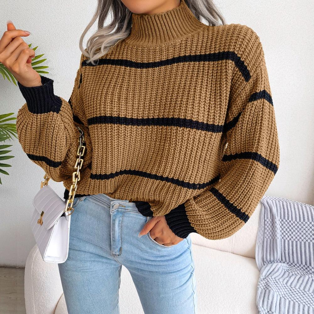 Striped Turtleneck Sweater