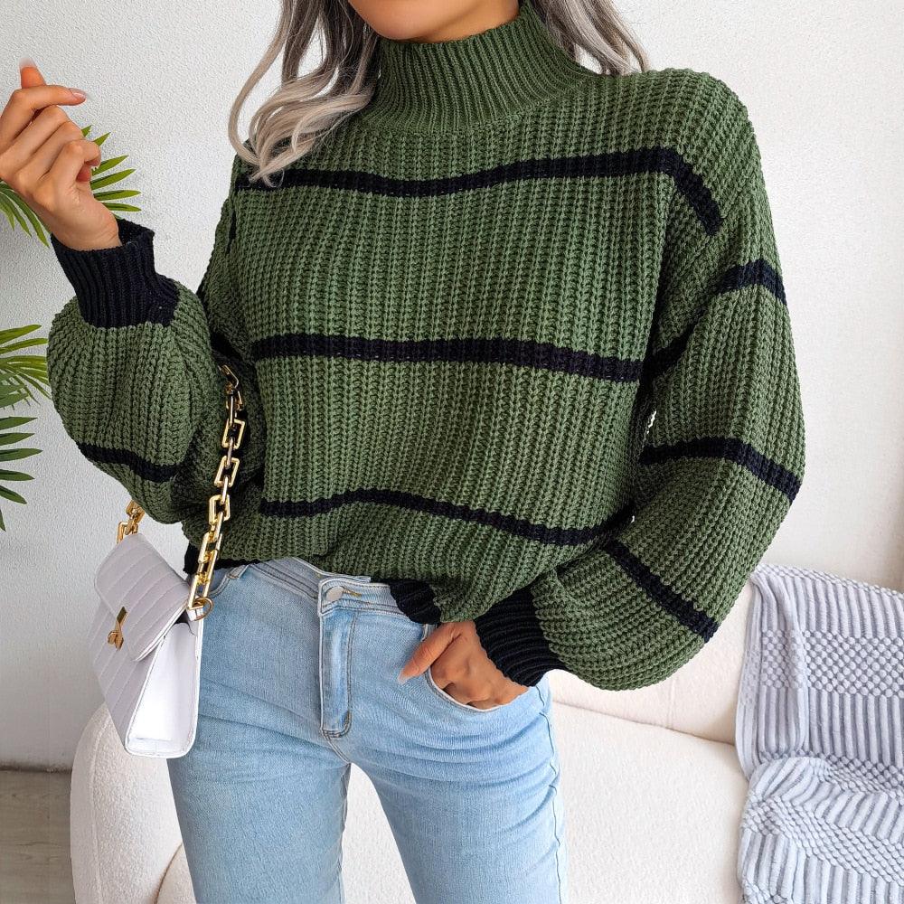 Striped Turtleneck Sweater