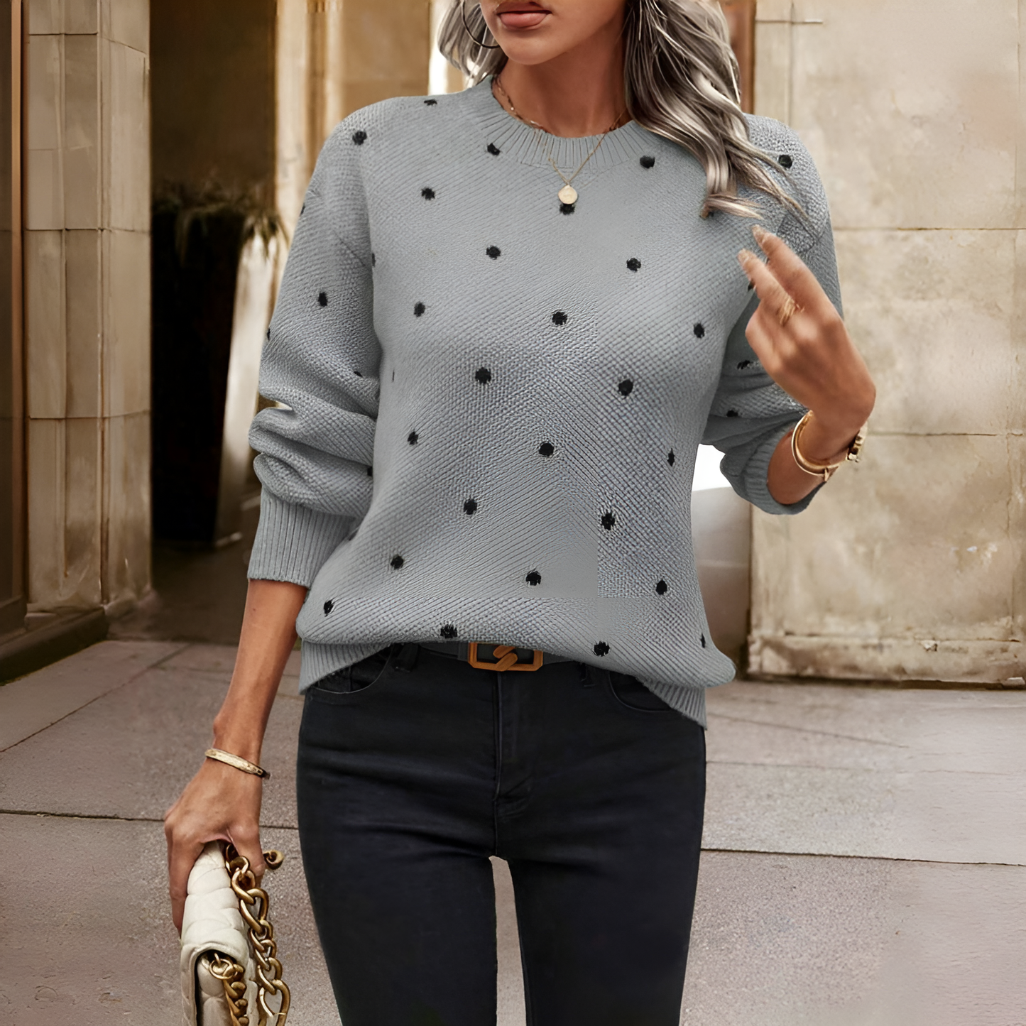 Polka Dot Knitted Sweater