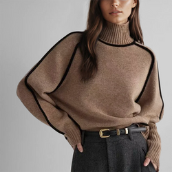 Soft-Knit Ribbed Neck Sweater