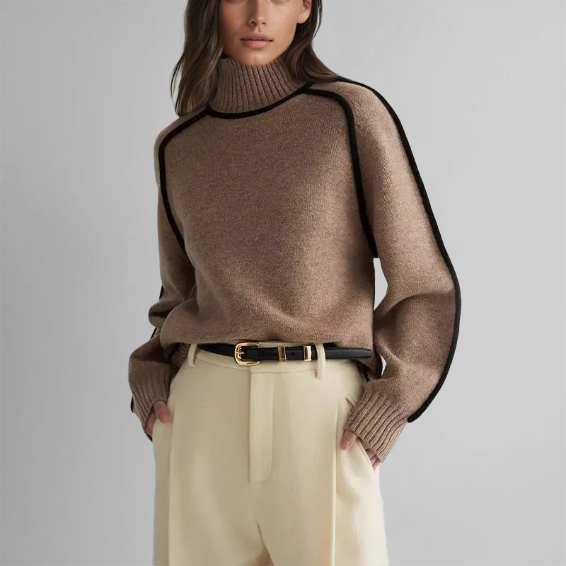 Soft-Knit Ribbed Neck Sweater