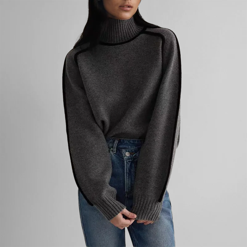 Soft-Knit Ribbed Neck Sweater