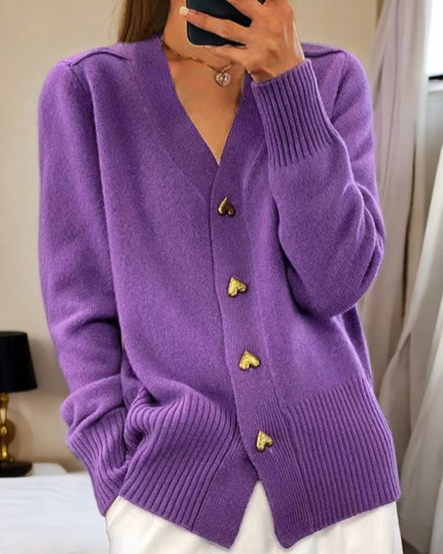 Cardigan With Heart-Shaped Buttons